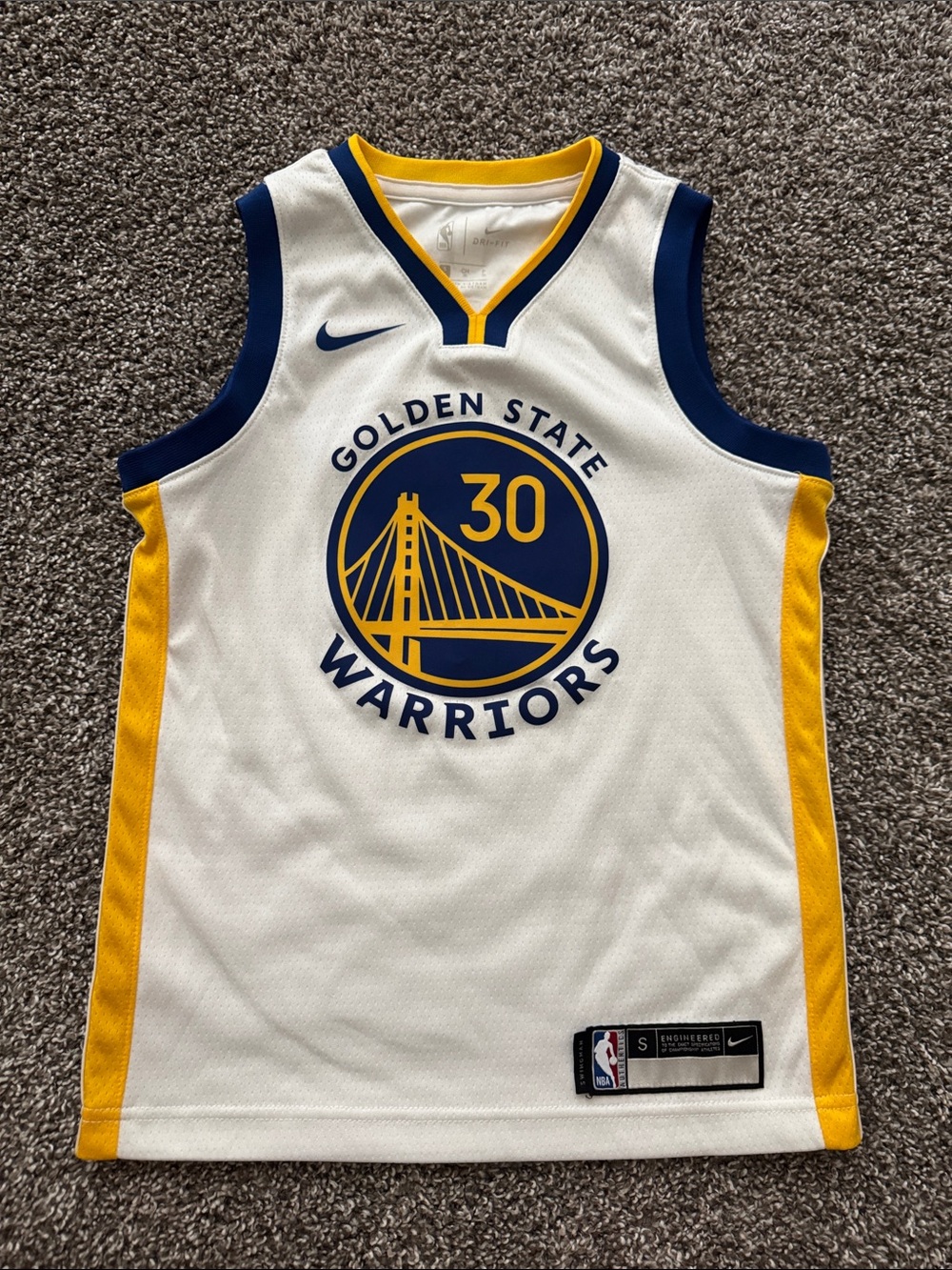 Nike Curry Golden State Warriors White Blue Yellow Kids Jersey